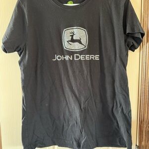 John Deere Black Tee with Silver Logo
